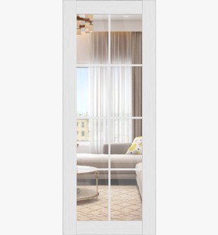 DOOR SLAB PALLADIO 8 LITE CLEAR VETRO BIANCO NOBLE 36" X 80" X 1 9/16" TEMPERED CLEAR GLASS