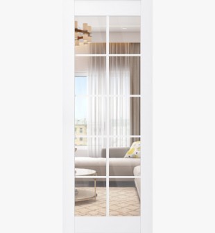 DOOR SLAB PALLADIO 10 LITE CLEAR VETRO BIANCO NOBLE 28" X 84" X 1 9/16" TEMPERED CLEAR GLASS