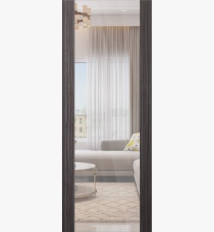 DOOR SLAB PALLADIO 202 CLEAR VETRO GRAY OAK 32" X 80" X 1 9/16" TEMPERED CLEAR GLASS