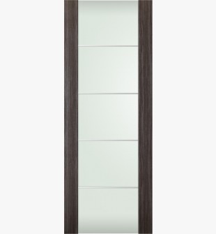 DOOR SLAB PALLADIO 202 4H VETRO GRAY OAK 30" X 80" X 1 9/16" TEMPERED FROSTED GLASS