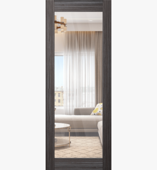 DOOR SLAB PALLADIO 207 CLEAR VETRO GRAY OAK 18" X 92 1/2" X 1 9/16" TEMPERED CLEAR GLASS