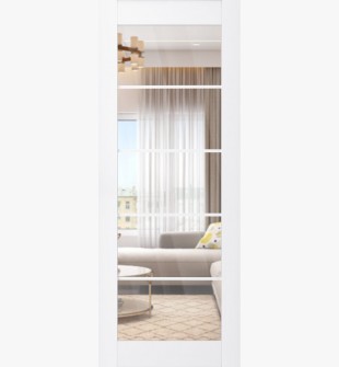 DOOR SLAB PALLADIO 5 LITE CLEAR VETRO BIANCO NOBLE 28" X 84" X 1 9/16" TEMPERED CLEAR GLASS
