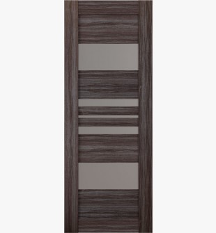 DOOR SLAB ROMI VETRO GRAY OAK 18" X 80" X 1 9/16" FROSTED GLASS