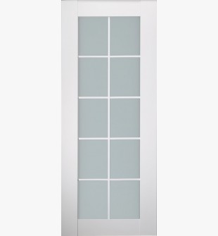 DOOR SLAB SMART PRO 10 LITE VETRO POLAR WHITE 28" X 80" X 1 3/4" TEMPERED FROSTED GLASS