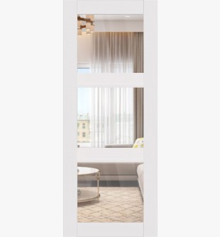 DOOR SLAB SMART PRO 3 LITE CLEAR VETRO POLAR WHITE 18" X 92 1/2" X 1 3/4" TEMPERED CLEAR GLASS