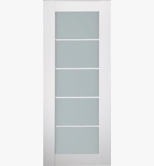 DOOR SLAB SMART PRO 5 LITE VETRO POLAR WHITE 28" X 92 1/2" X 1 3/4" TEMPERED FROSTED GLASS