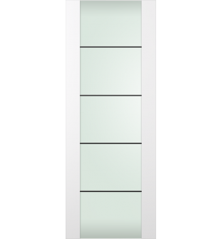 DOOR SLAB SMART PRO H3G 4H BLACK STRIPS VETRO POLAR WHITE 36" X 96" X 1 3/4" TEMPERED FROSTED GLASS
