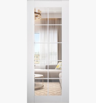 DOOR SLAB SMART PRO 10 LITE CLEAR VETRO POLAR WHITE 36" X 80" X 1 3/4" TEMPERED CLEAR GLASS
