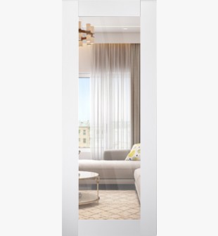 DOOR SLAB SMART PRO 207 CLEAR VETRO POLAR WHITE 18" X 84" X 1 3/4" TEMPERED CLEAR GLASS