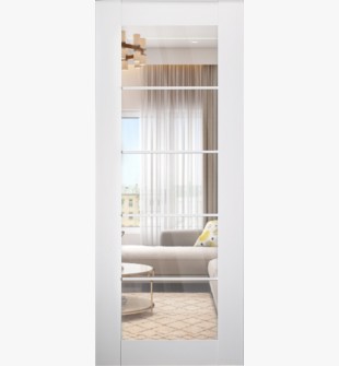 DOOR SLAB SMART PRO 5 LITE CLEAR VETRO POLAR WHITE 32" X 96" X 1 3/4" TEMPERED CLEAR GLASS