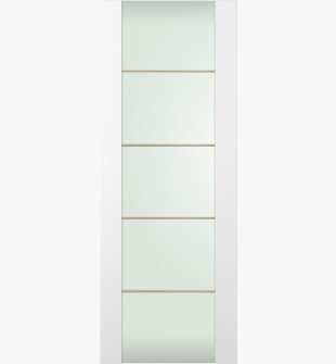 DOOR SLAB SMART PRO H3G 4H GOLD STRIPS VETRO POLAR WHITE 28" X 80" X 1 3/4" TEMPERED FROSTED GLASS