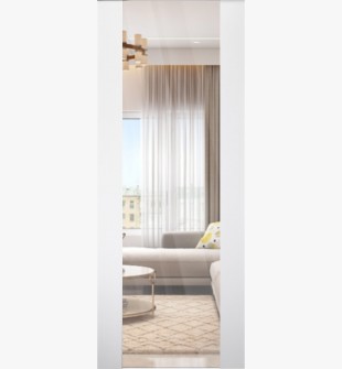 DOOR SLAB SMART PRO H3G CLEAR VETRO POLAR WHITE 32" X 80" X 1 3/4" TEMPERED CLEAR GLASS