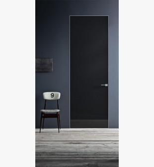 RTA DOOR SLAB SPACE REVERSE BLACK GLASS 24" X 80" X 2"