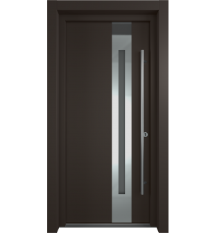 MODERN FRONT STEEL DOOR ZEPHYR BROWN/WHITE 37 7/16" X 81 11/16" LHI + HARDWARE