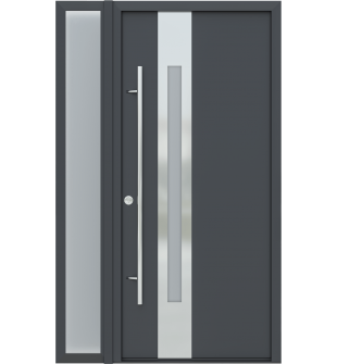 MODERN FRONT STEEL DOOR ZEPHYR ANTRACIT/WHITE 49 1/4" X 81 11/16" RHI + SIDELITE LEFT