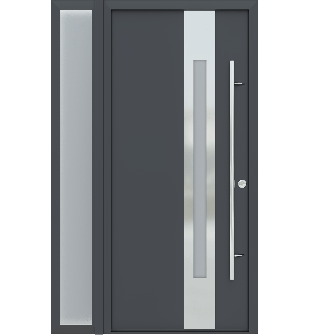 MODERN FRONT STEEL DOOR ZEPHYR ANTRACIT/WHITE 49 1/4" X 81 11/16" LHI + SIDELITE LEFT
