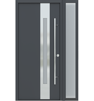 MODERN FRONT STEEL DOOR ZEPHYR ANTRACIT/WHITE 49 1/4" X 81 11/16" LHI + SIDELITE RIGHT