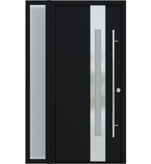 MODERN FRONT STEEL DOOR ZEPHYR BLACK/WHITE 49 1/4" X 81 11/16" LHI + SIDELITE LEFT