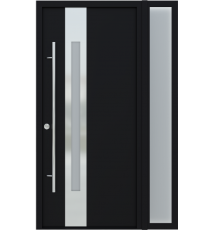 MODERN FRONT STEEL DOOR ZEPHYR BLACK/WHITE 49 1/4" X 81 11/16" RHI + SIDELITE RIGHT