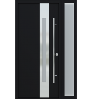 MODERN FRONT STEEL DOOR ZEPHYR BLACK/WHITE 49 1/4" X 81 11/16" LHI + SIDELITE RIGHT
