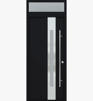 MODERN FRONT STEEL DOOR ZEPHYR BLACK/WHITE 37 7/16" X 95 11/16" LHI + TRANSOM