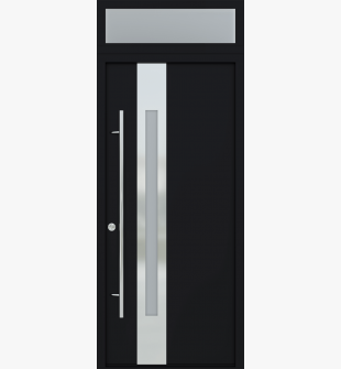 MODERN FRONT STEEL DOOR ZEPHYR BLACK/WHITE 37 7/16" X 95 11/16" RHI + TRANSOM