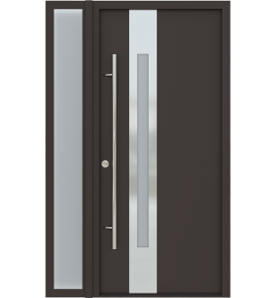 MODERN FRONT STEEL DOOR ZEPHYR BROWN/WHITE 49 1/4" X 81 11/16" RHI + SIDELITE LEFT