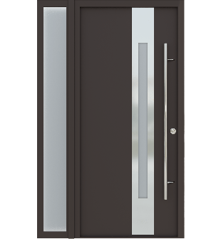 MODERN FRONT STEEL DOOR ZEPHYR BROWN/WHITE 49 1/4" X 81 11/16" LHI + SIDELITE LEFT