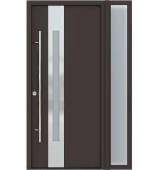 MODERN FRONT STEEL DOOR ZEPHYR BROWN/WHITE 49 1/4" X 81 11/16" RHI + SIDELITE RIGHT