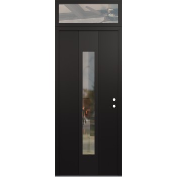 DIAMOND A1 36" X 96" BLACK/BLACK CLEAR GLASS PANEL BLACK LHI WITH TRANSOM CLEAR GLASS