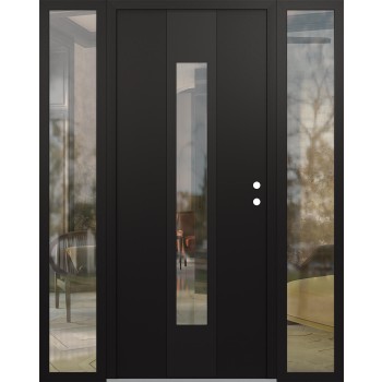 DIAMOND A1 60" X 80" BLACK/BLACK CLEAR GLASS PANEL BLACK LHI WITH 2 SIDELITES CLEAR GLASS