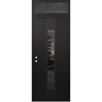 DIAMOND A1 36" X 96" BLACK/BLACK MIRRORED GLASS PANEL BLACK RHI WITH TRANSOM MIRRORED GLASS