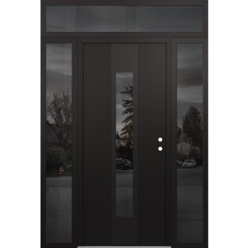 DIAMOND A1 60" X 96" BLACK/BLACK MIRRORED GLASS PANEL BLACK LHI WITH 2 SIDELITES AND TRANSOM MIRRORED GLASS