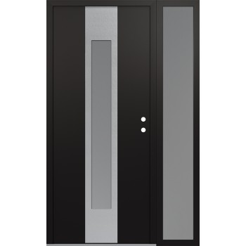 DIAMOND A1 50" X 80" BLACK/WHITE FROSTED GLASS PANEL STAINLESS STEEL LHI WITH SIDELITE FROSTED GLASS