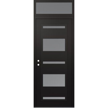 Diamond C10 36" x 96" black/white frosted Glass Panel black RHI with Transom frosted Glass