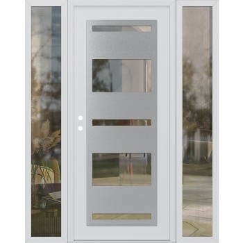 Diamond C10 64" x 80" white/white clear Glass Panel stainless steel RHI with 2 Sidelites clear Glass