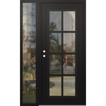 Diamond C16 48" x 80" black/black clear Glass Panel black RHI with Sidelite clear Glass