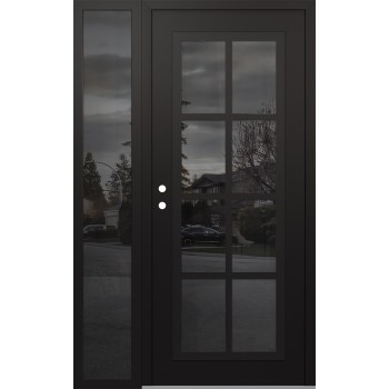 Diamond C16 52" x 80" black/black mirrored Glass Panel black RHI with Sidelite mirrored Glass