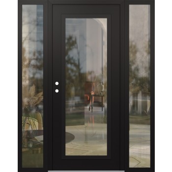 Diamond C1 64" x 80" black/black clear Glass Panel black RHI with 2 Sidelites clear Glass