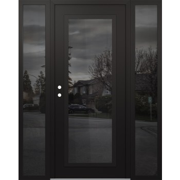 Diamond C1 68" x 80" black/black mirrored Glass Panel black RHI with 2 Sidelites mirrored Glass