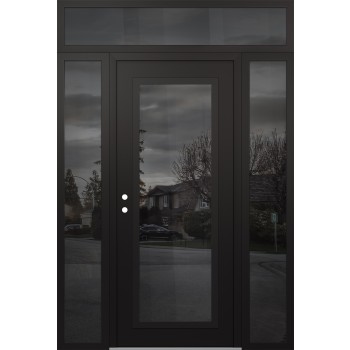 Diamond C1 60" x 96" black/black mirrored Glass Panel black RHI with 2 Sidelites and Transom mirrored Glass