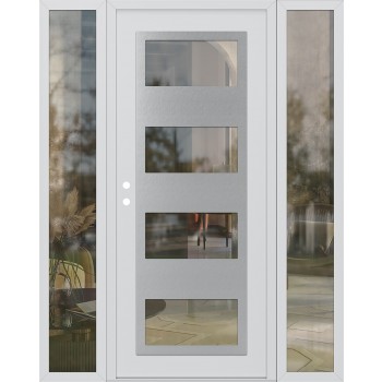 Diamond C2 68" x 80" white/white clear Glass Panel stainless steel RHI with 2 Sidelites clear Glass