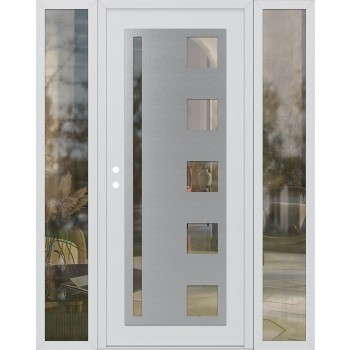 Diamond C3 64" x 80" white/white clear Glass Panel stainless steel RHI with 2 Sidelites clear Glass