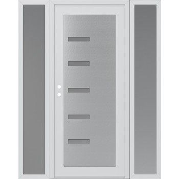 Diamond C8 68" x 80" white/white frosted Glass Panel stainless steel RHI with 2 Sidelites frosted Glass