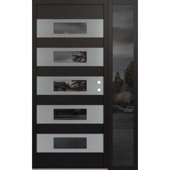 Diamond D5 48" x 80" black/black mirrored Glass Panel stainless steel LHI with Sidelite mirrored Glass