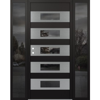 Diamond D5 60" x 80" black/black Mirrored Glass Panel stainless steel RHI with 2 Sidelites Mirrored Glass