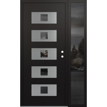 Diamond D8 48" x 80" black/black mirrored Glass Panel stainless steel LHI with Sidelite mirrored Glass