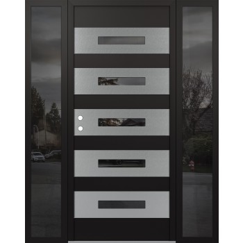 Diamond D9 60" x 80" black/black Mirrored Glass Panel stainless steel RHI with 2 Sidelites Mirrored Glass