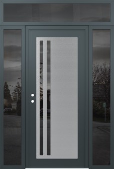Diamond C6 68" x 96" anthracite/anthracite mirrored Glass Panel stainless steel RHI with 2 Sidelites and Transom mirrored Glass