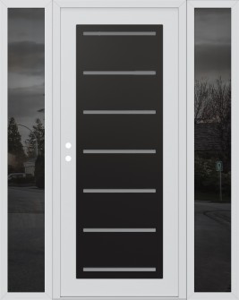 Diamond C11 68" x 80" white/white frosted Glass Panel black RHI with 2 Sidelites mirrored Glass